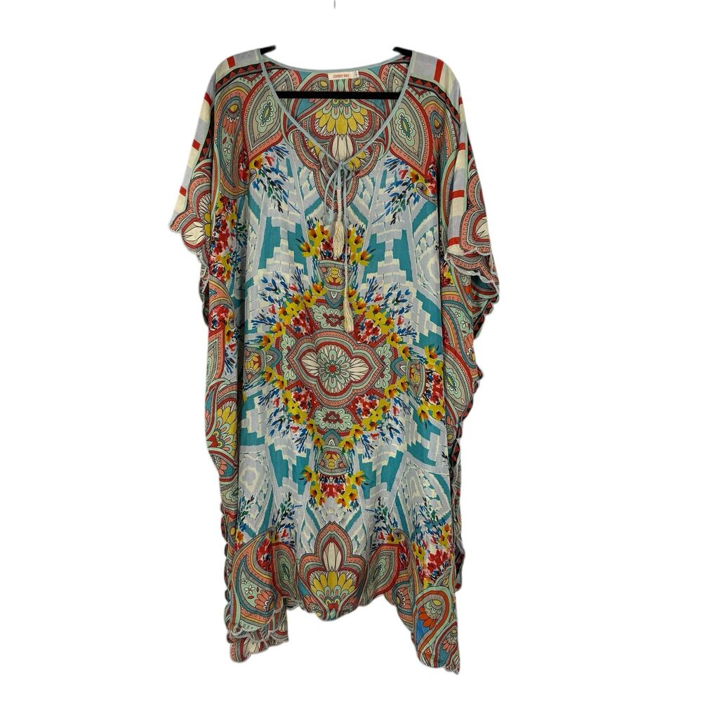 Johnny Was Dandridge Poncho Caftan Silk Dress Size Large.